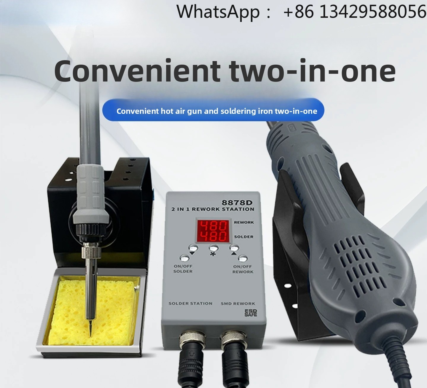2 In 1 Soldering Rework Station 750W - 8878D 2'si 1 Arada Tamir İstasyonu