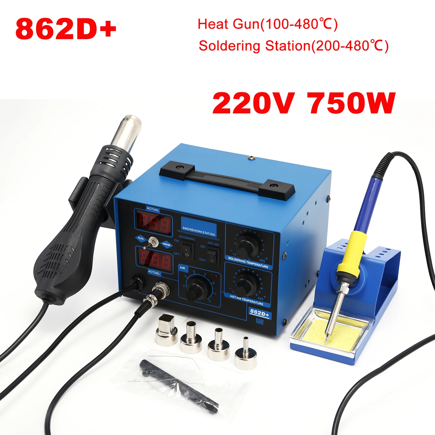 862D+ Lehimleme İstasyonu 2'si - 2 In 1 Soldering Rework Station 750W incelemesi ve fiyatı